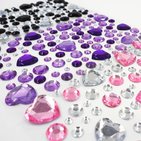 Craft Purple & Silver Hearts Self-Adhesive Rhinestones